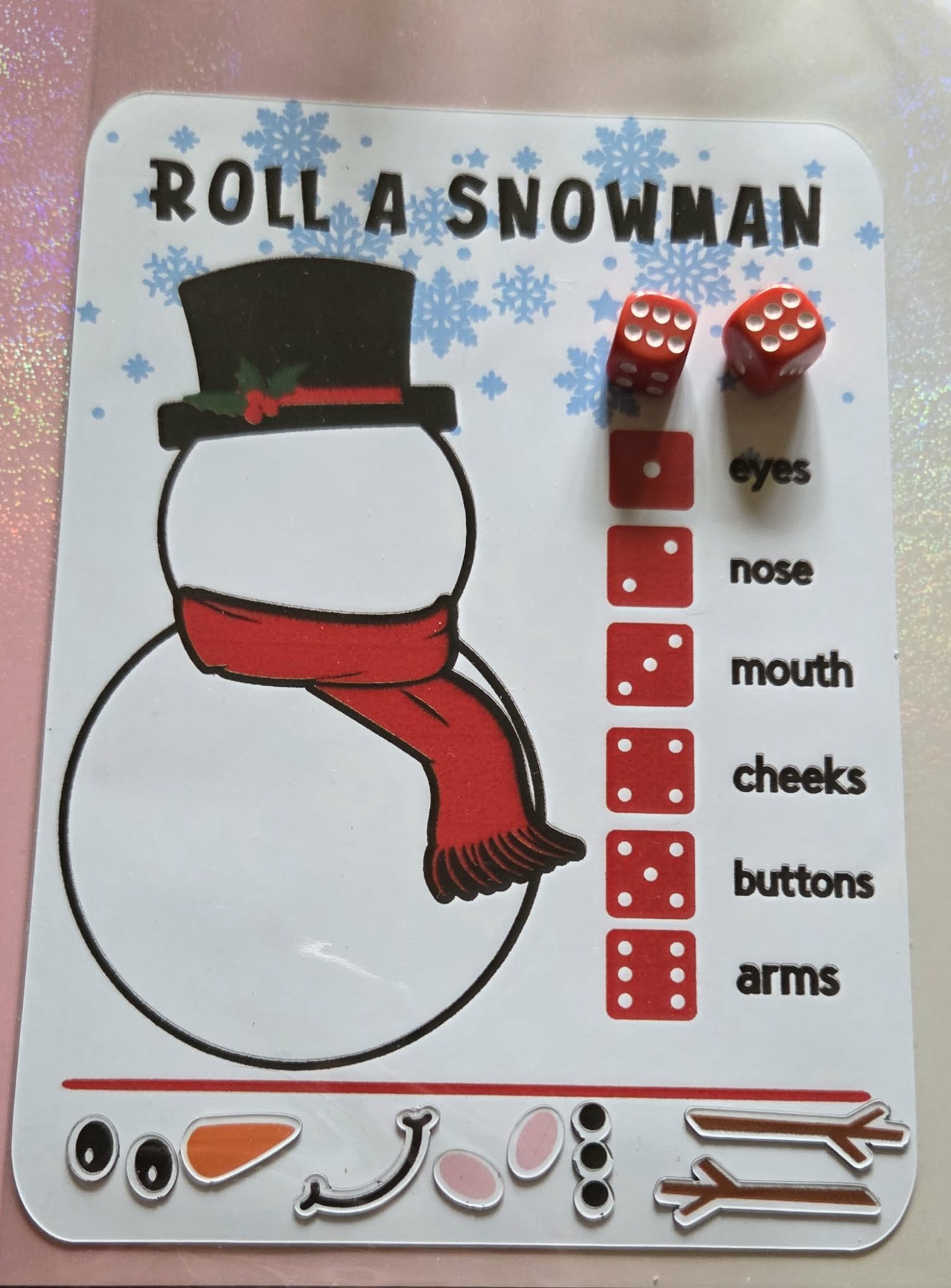 Magnetic roll a snowman game
